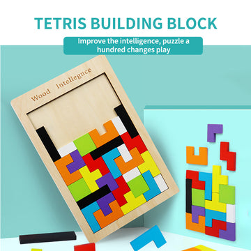 Wooden Bricks Tetris Puzzle Game Toy for Kids