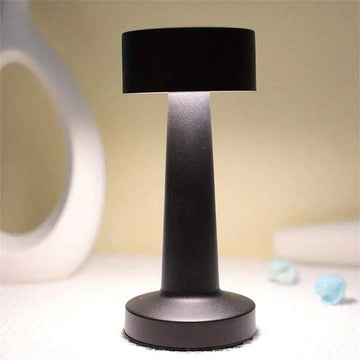 1pc Metal Black Dumbbell-Shaped Luxury Led Table Lamp, Rechargeable, Touch Control