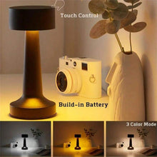 1pc Metal Black Dumbbell-Shaped Luxury Led Table Lamp, Rechargeable, Touch Control