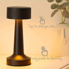 1pc Metal Black Dumbbell-Shaped Luxury Led Table Lamp, Rechargeable, Touch Control