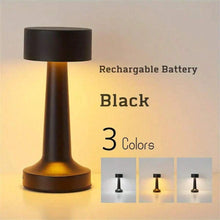 1pc Metal Black Dumbbell-Shaped Luxury Led Table Lamp, Rechargeable, Touch Control