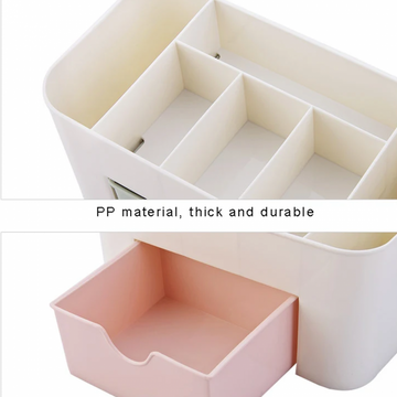 Portable Plastic Makeup Organizer with Drawer - Desktop Cosmetic Storage Box for Beauty Brushes, Skincare, Jewelry