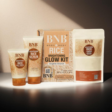 BNB - Body N Body - Rice Brightening Glow Kit Rice Face Wash Rice Face Mask Rice Scrub Set of 3 Pcs