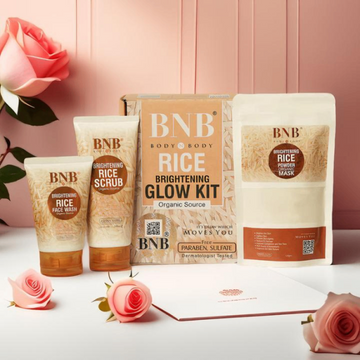 BNB - Body N Body - Rice Brightening Glow Kit Rice Face Wash Rice Face Mask Rice Scrub Set of 3 Pcs