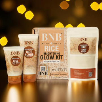 BNB - Body N Body - Rice Brightening Glow Kit Rice Face Wash Rice Face Mask Rice Scrub Set of 3 Pcs