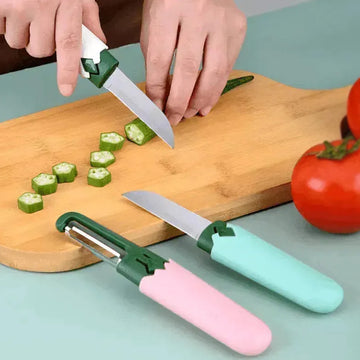 (2 In 1) Stainless Steel Knife With Peeler