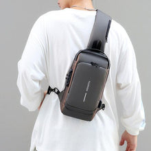 Men Chest Pack Waterproof Anti-Theft Zipper Reflective Design Portable USB Charging Port Outdoor Sling Bag Travel Crossbody