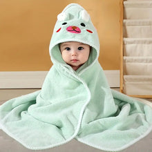 Kids Cute & Soft  Hooded Bathrobe with Cute 3D Animal Design, Button-Up Collar, and Thick Polyester - Machine Washable, Perfect for Fall/Winter