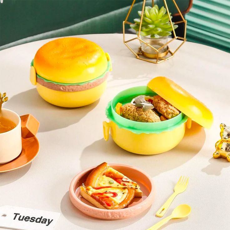 Lunch Box Rounded Graphic Burger Shape Round Lunch Box – 999Only