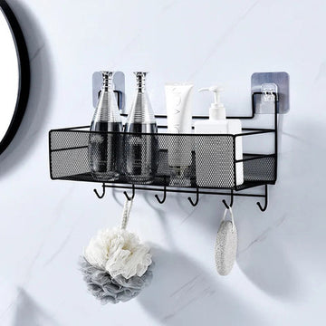 WALL SHELF WITH HOOKS / MESHED WALL SHELF