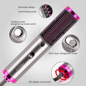 Hair Dryer Brush 3 In 1 Hair Blow Dryer Straightener Volumizer Negative Ion Styler Comb Kit