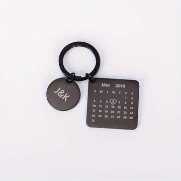 Custom Calendar Keychain For Men, Engraved Calendar Keychain, Special Date Calendar Keychain, Personalized Keychain For Couple, Anniversary Gift For Husband, Father's Day Gifts