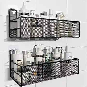 WALL SHELF WITH HOOKS / MESHED WALL SHELF