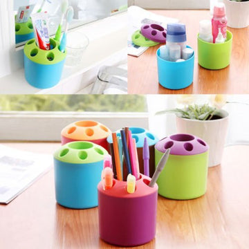 Pen Vase Pencil Holder Makeup Brush Holder Stationery Desk Tidy Container( Random Color )..