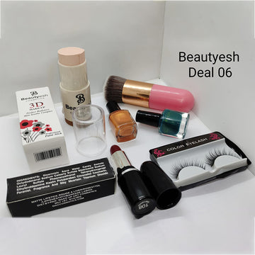 Beautyesh Deal 6 Paint Sticks, False Eyelashes, Chubby Brush, Lipsticks, And 2 Mystery Nail Polishes..