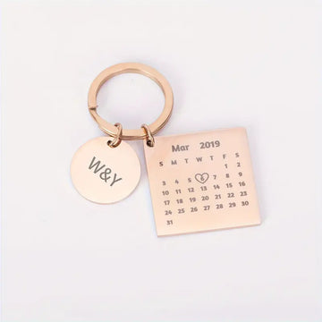 Custom Calendar Keychain For Men, Engraved Calendar Keychain, Special Date Calendar Keychain, Personalized Keychain For Couple, Anniversary Gift For Husband, Father's Day Gifts