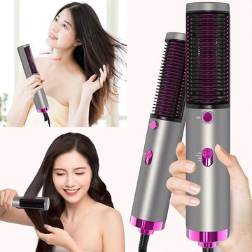 Hair Dryer Brush 3 In 1 Hair Blow Dryer Straightener Volumizer Negative Ion Styler Comb Kit