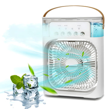 4-In-1 Multi-Functional Portable Air Humidifier Cooling USB Fan With 7-Color Night Light...