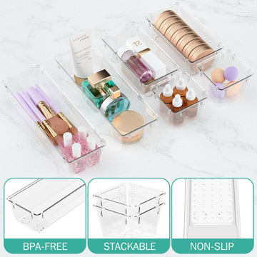 Acrylic Jewelry And Cosmetic Storage Makeup Organizer 6 Drawers Clear