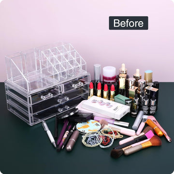 Acrylic Jewelry And Cosmetic Storage Makeup Organizer 6 Drawers Clear