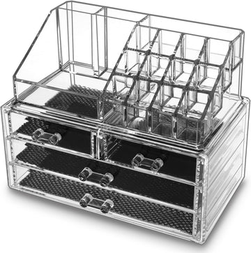 Acrylic Jewelry And Cosmetic Storage Makeup Organizer 6 Drawers Clear