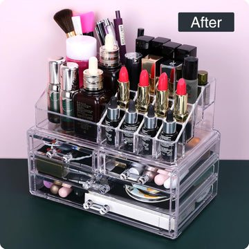 Acrylic Jewelry And Cosmetic Storage Makeup Organizer 6 Drawers Clear