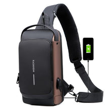 Men Chest Pack Waterproof Anti-Theft Zipper Reflective Design Portable USB Charging Port Outdoor Sling Bag Travel Crossbody