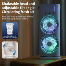 Rechargeable Double Rotating Cool Spray Fan Air Conditioning Fan, Mini Evaporative Air Cooler, Double Mouth Air Conditioning Fan with Mist Spray | Air Cooling Fan for Desk, Nightstand, or Coffee Table