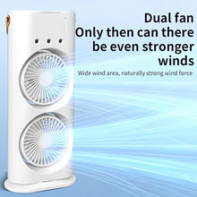 Rechargeable Double Rotating Cool Spray Fan Air Conditioning Fan, Mini Evaporative Air Cooler, Double Mouth Air Conditioning Fan with Mist Spray | Air Cooling Fan for Desk, Nightstand, or Coffee Table
