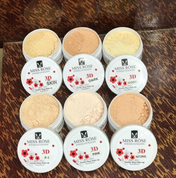 Pack of 3  -  Miss Rose – Foundation Base Loose Powder 3d – Oil Control Waterproof..