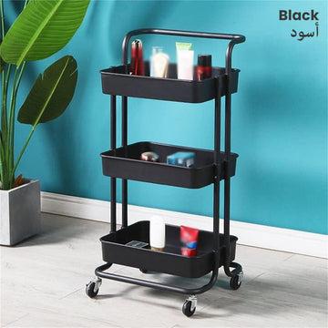 Metal Frame Anti Rust 3-Tier Trolley Cart with Wheels