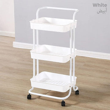 Metal Frame Anti Rust 3-Tier Trolley Cart with Wheels