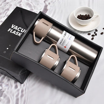 500ml Stainless Steel Vacuum Flask Set 3 Lids.