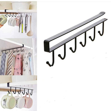 6 Hooks Mug Cups Wine Glasses Storage Hooks