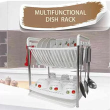 Kitchen Organizer Rack With Water Storing Tray, Plate & Dish Rack Utensil Basket..