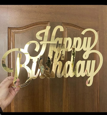 Acrylic Mirror Happy Birthday Sign Wall Or Furniture Decoration Sticker..