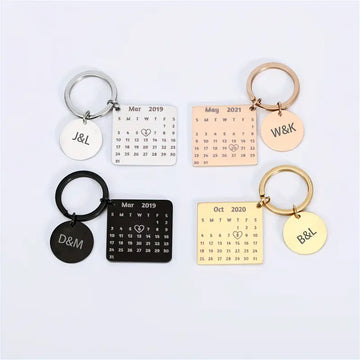 Custom Calendar Keychain For Men, Engraved Calendar Keychain, Special Date Calendar Keychain, Personalized Keychain For Couple, Anniversary Gift For Husband, Father's Day Gifts