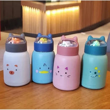 Cute Cat Shape Insulated Glass Water Bottle with plastic cover, leak proof hand carry best for kids.