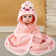 Kids Cute & Soft  Hooded Bathrobe with Cute 3D Animal Design, Button-Up Collar, and Thick Polyester - Machine Washable, Perfect for Fall/Winter