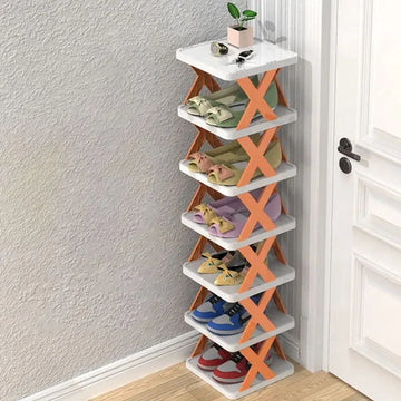 High Quality Foldable X Shape Plastic Shoe Rack