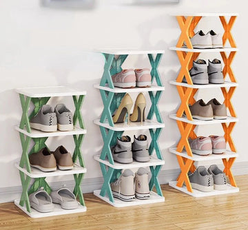 High Quality Foldable X Shape Plastic Shoe Rack