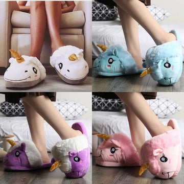 Women Plush Unicorn fur Slippers - Winter Indoor Slipper Plush Home Shoes 999Only